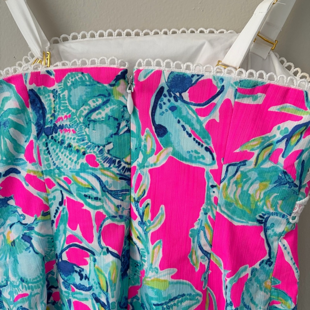 LILLY PULITZER BRYNN DRESS RAZ BERRY LOBSTERS IN LOVE Sz 00 Lined Resortwear - Picture 5 of 9